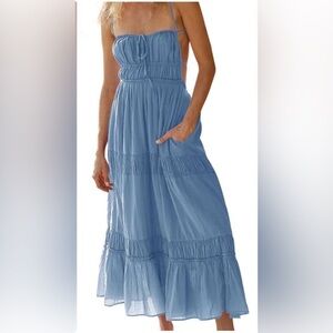 Source Unknown Sky Blue Tiered Maxi Dress